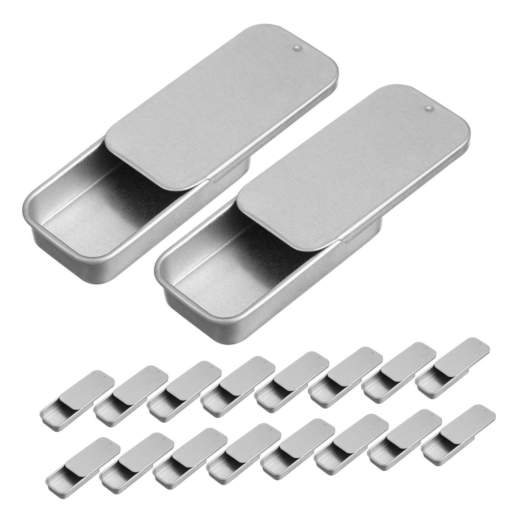 minkissy 18pcs Rectangular Tinplate Boxes Lid Sturdy Lip Balm Tins for Candles Jewelry and Items for Storage and Gifting Frosted