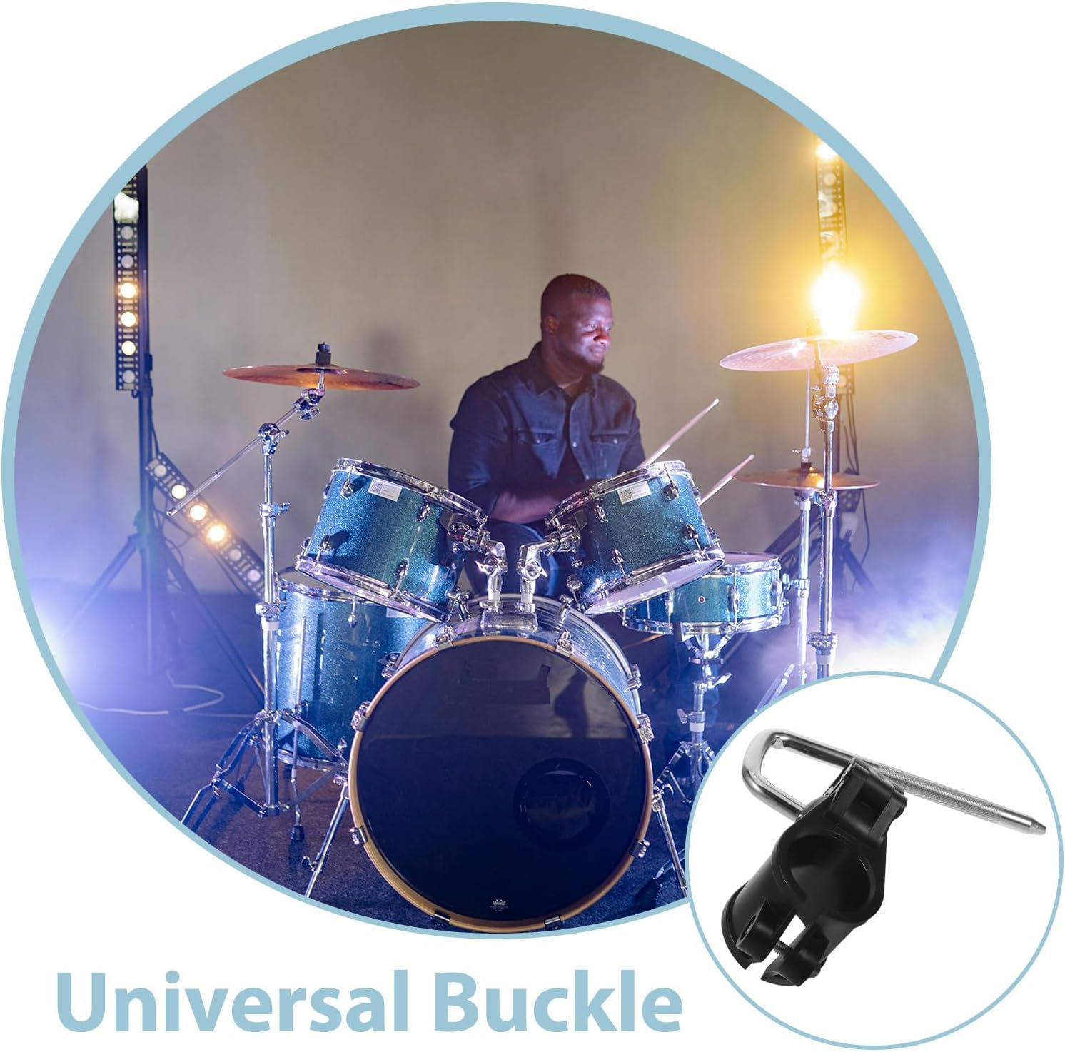 LIOOBO Electronic Drum Rack Clamp and L Rod Tom Mount Drum Clamp - Percussion Mounting Bracket for Electronic Pads To A Stand
