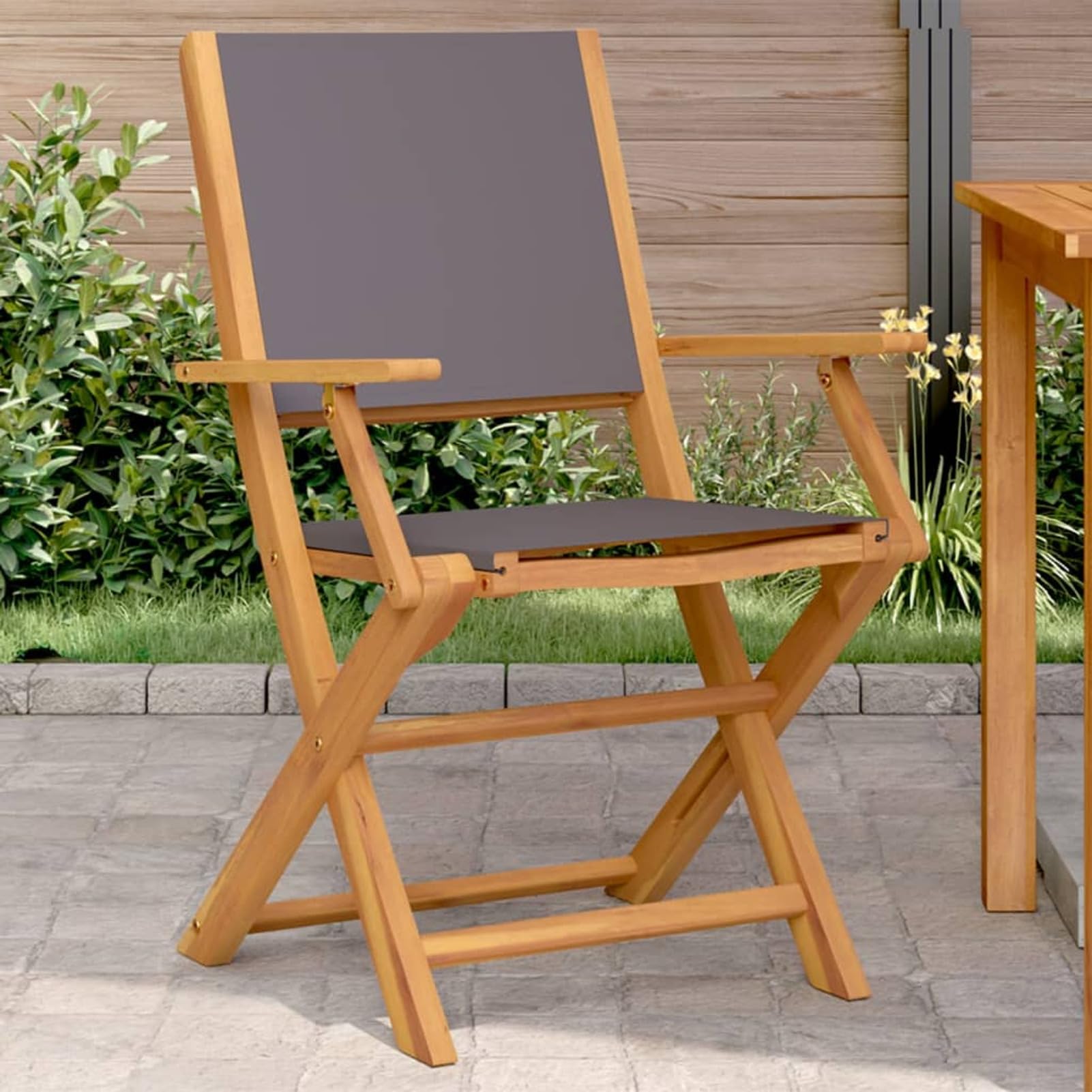 Chaises de jardin anthracite en bois d'acacia massif (lot de 2)
