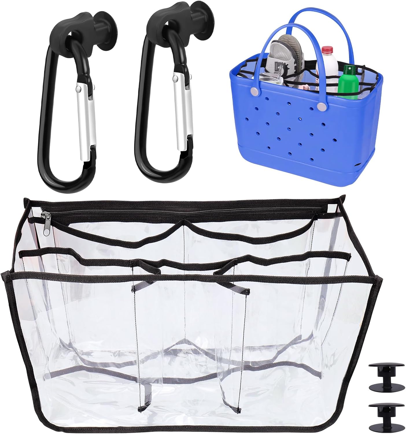 Mity rain Accessories for Bogg Bag，2PCS Key Holders and Clear Bag Organizer for Bogg bag