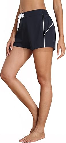 Rocorose Pantalones cortos de natación para mujer, de secado rápido, para verano, agua, playa, traje de baño con forro de malla