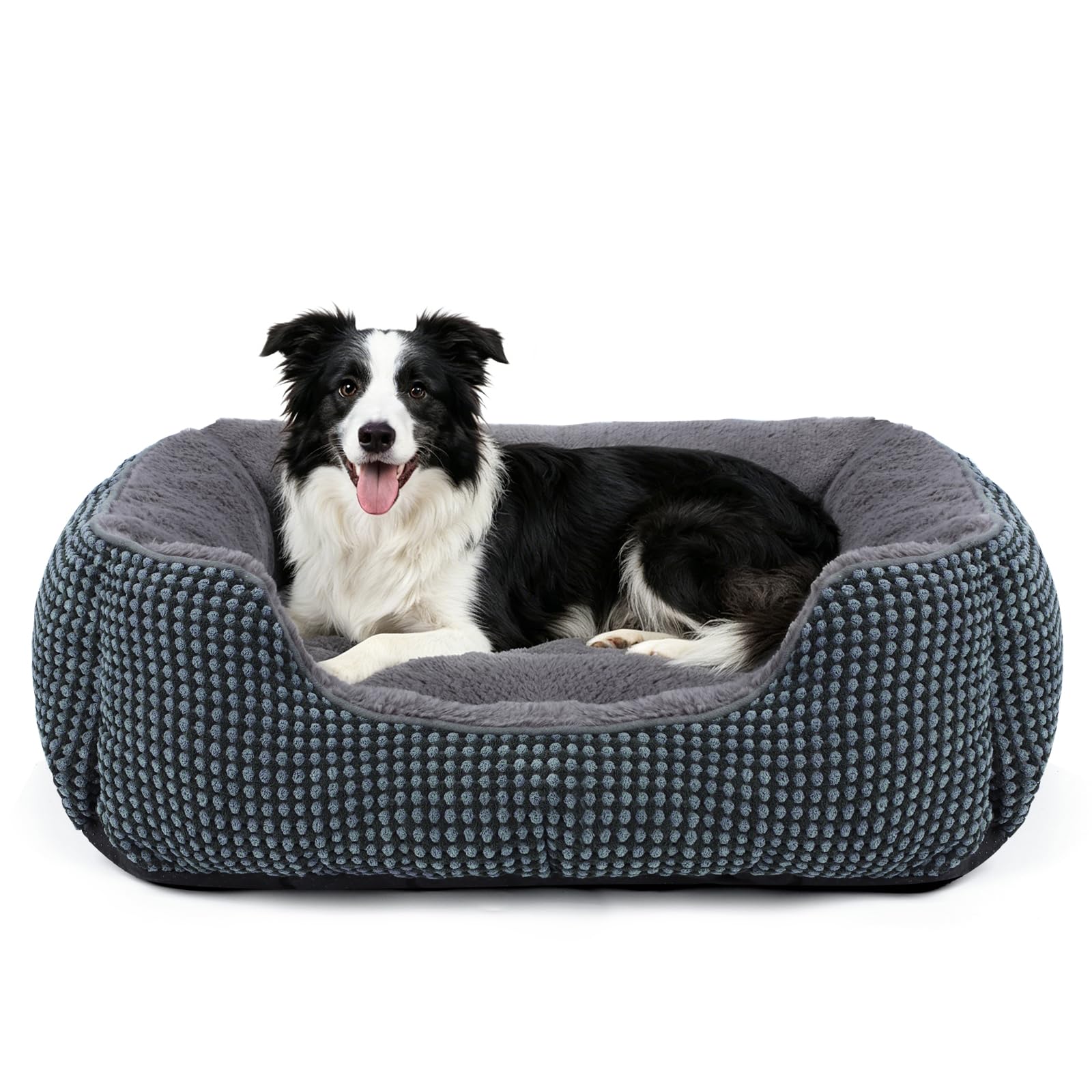 FURTIME Cuccia Cane Interno Media, Cuccia per Cani Lavabile, 76x61x23cm | Cuccia Cane Anti-Ansia Supporto, Cuccia Cani Soffice Antiscivolo Lavabile, Peluche PV Morbido e Corduroy Goffrato Traspirante