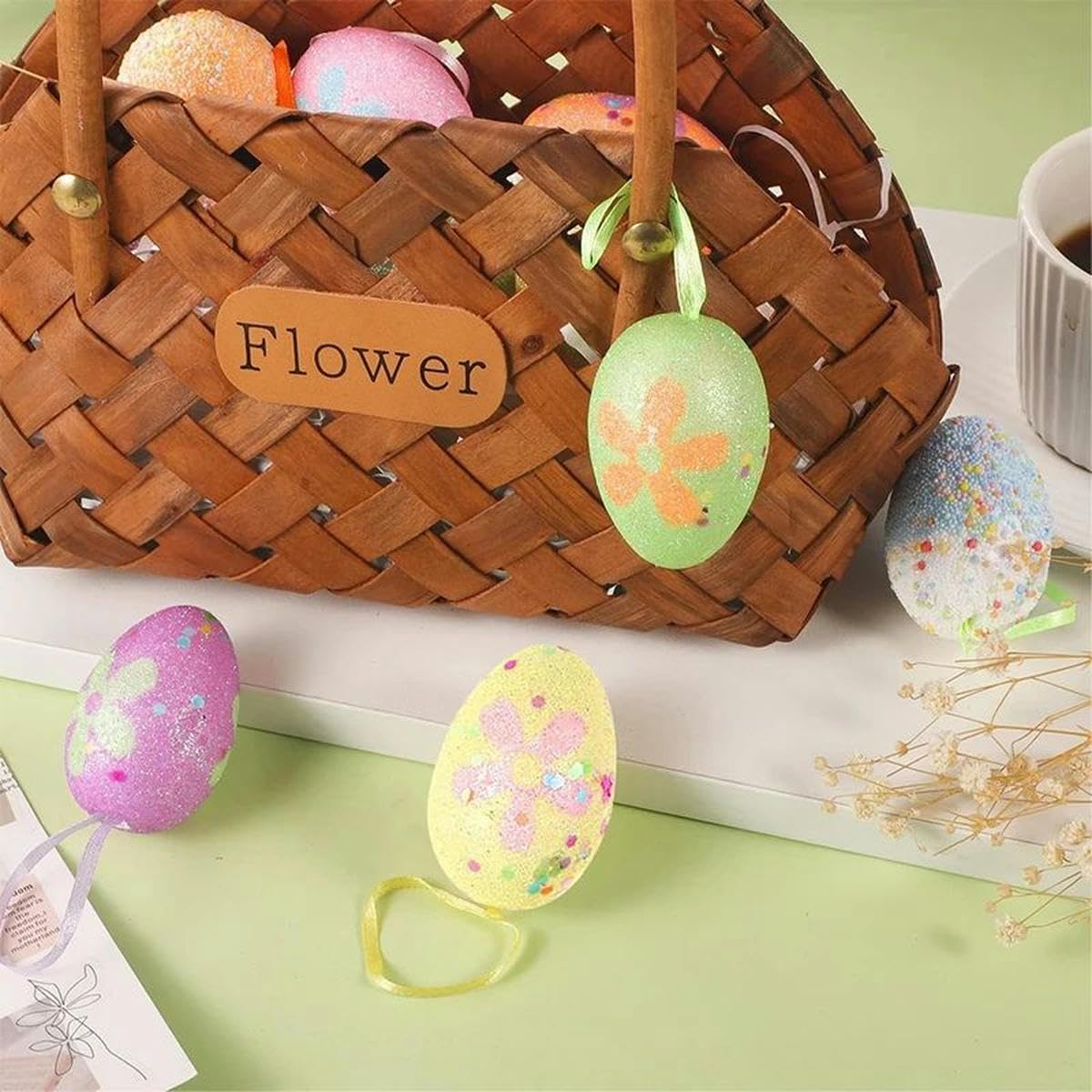24–72 Stück Ostereier, zufällig hängende Bunte Schaumstoffeier, Bastelornamente für Zuhause, Party, Baum, Osterdekoration, Kindergeschenke, Spielzeug, 48 Stück, zufällige Farbe