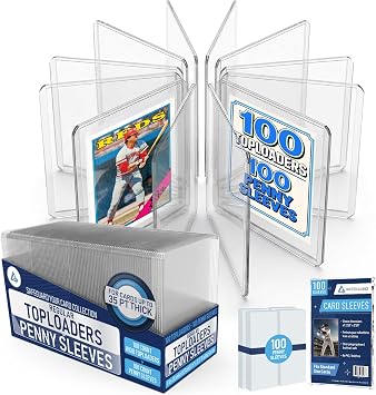 Invested Alliance 200-Pack Toploaders & Card Sleeves 100 Crystal-Clear 35PT Top Loaders + 100 Penny Sleeves, 3x4 Hard Plastic Protectors for Trading, Baseball, Football & Sports Cards