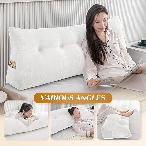 Miniatura 10 de Almohada triangular de cuña para cabecero, cojín grande para reposo en cama, almohada de lectura, respaldo de posicionamiento, cojín con funda
