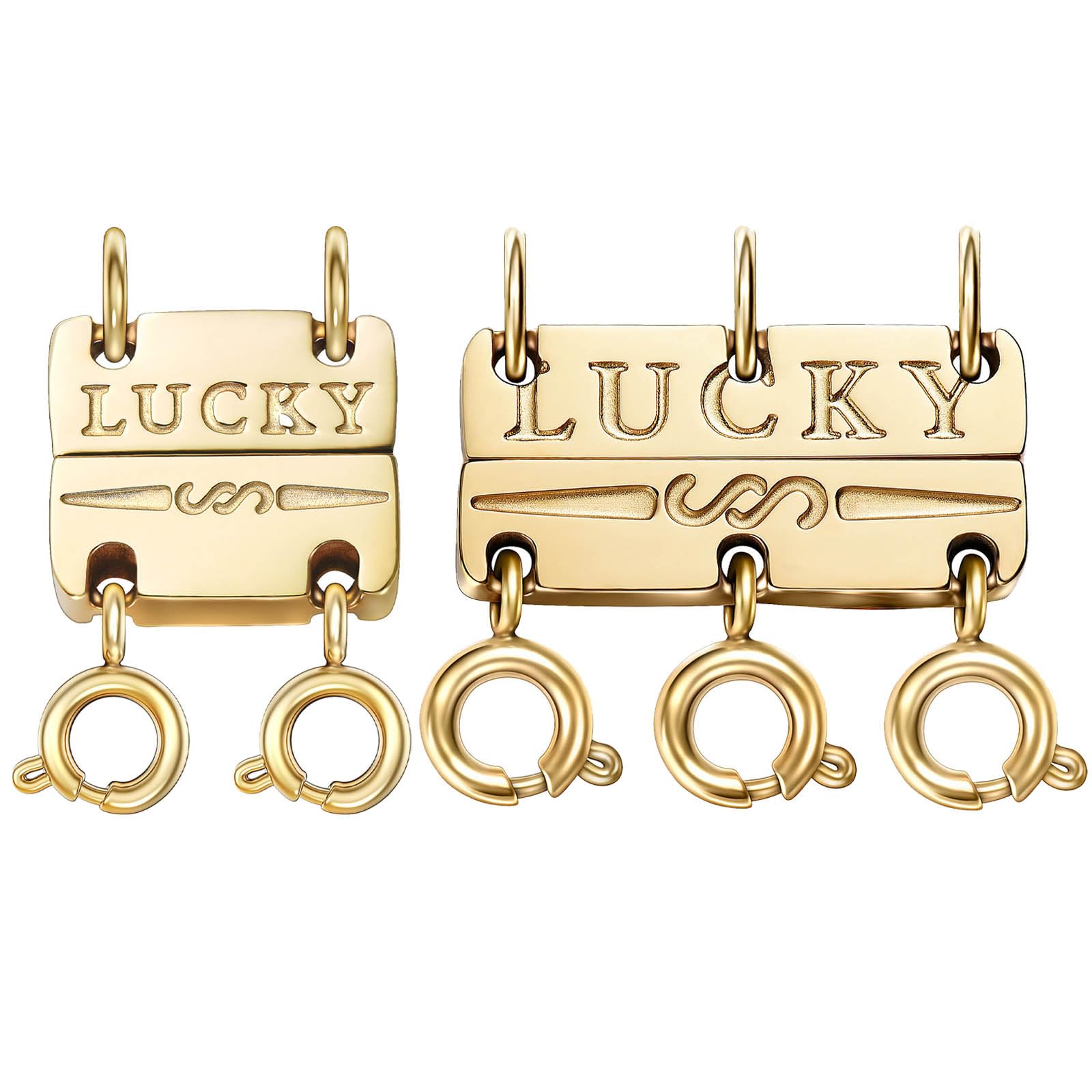 Qulltk Lucky Necklace Separator for Layering Strong Magnetic Clasps, 14K Gold and Silver Multiple Necklace Clasps for Layered Look