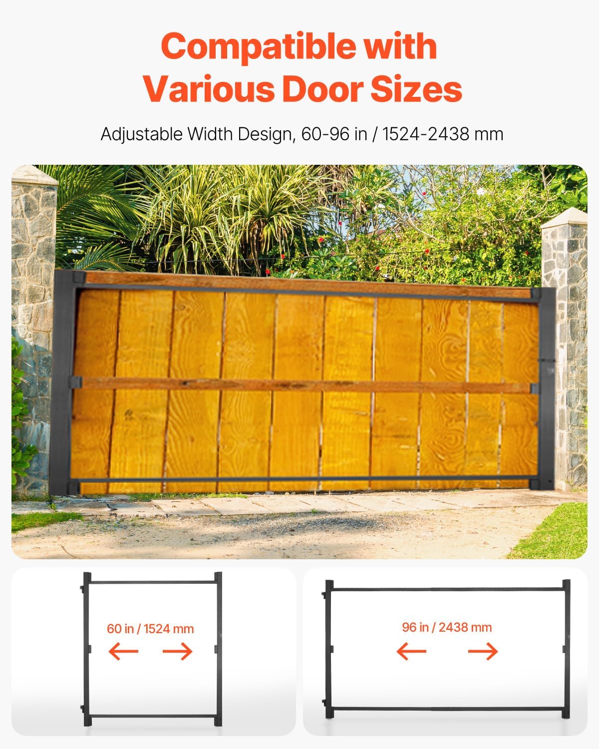 VEVOR Gate Building Kit, Fits 60 to 96 in Wide Openings, Up from 4 to 5 ft High Fence, Adjustable Gate Building Kit, Anti Sag Full Gate Frame Kit with Latch Lock and Screws, for Wooden Fence, Iron
