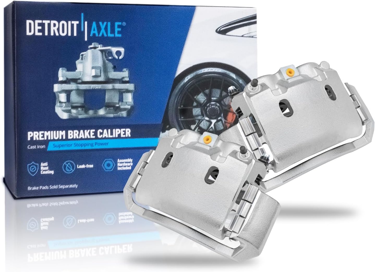 Detroit Axle - Front Brake Kit for 2003-2008 Dodge Ram 2500 3500 Drilled & Slotted Brake Rotors and Ceramic Brakes Pads Brake Calipers 2004 2005 2006 2007 Replacement: 13.91" inch Rotors