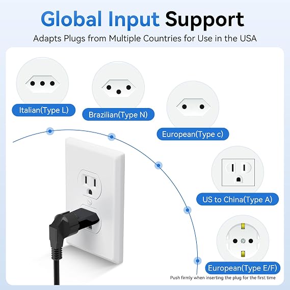 Unidapt US Canada Mexico Travel Plug Adapter, European to US Plug Adapter, Universal Outlet Adapters, 2-Pack EU to US Adaptor, Europe to USA, Type A Pin Converter, Black