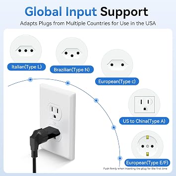 Unidapt US Canada Mexico Travel Plug Adapter, European to US Plug Adapter, Universal Outlet Adapters, 2-Pack EU to US Adaptor, Europe to USA, Type A Pin Converter, Black