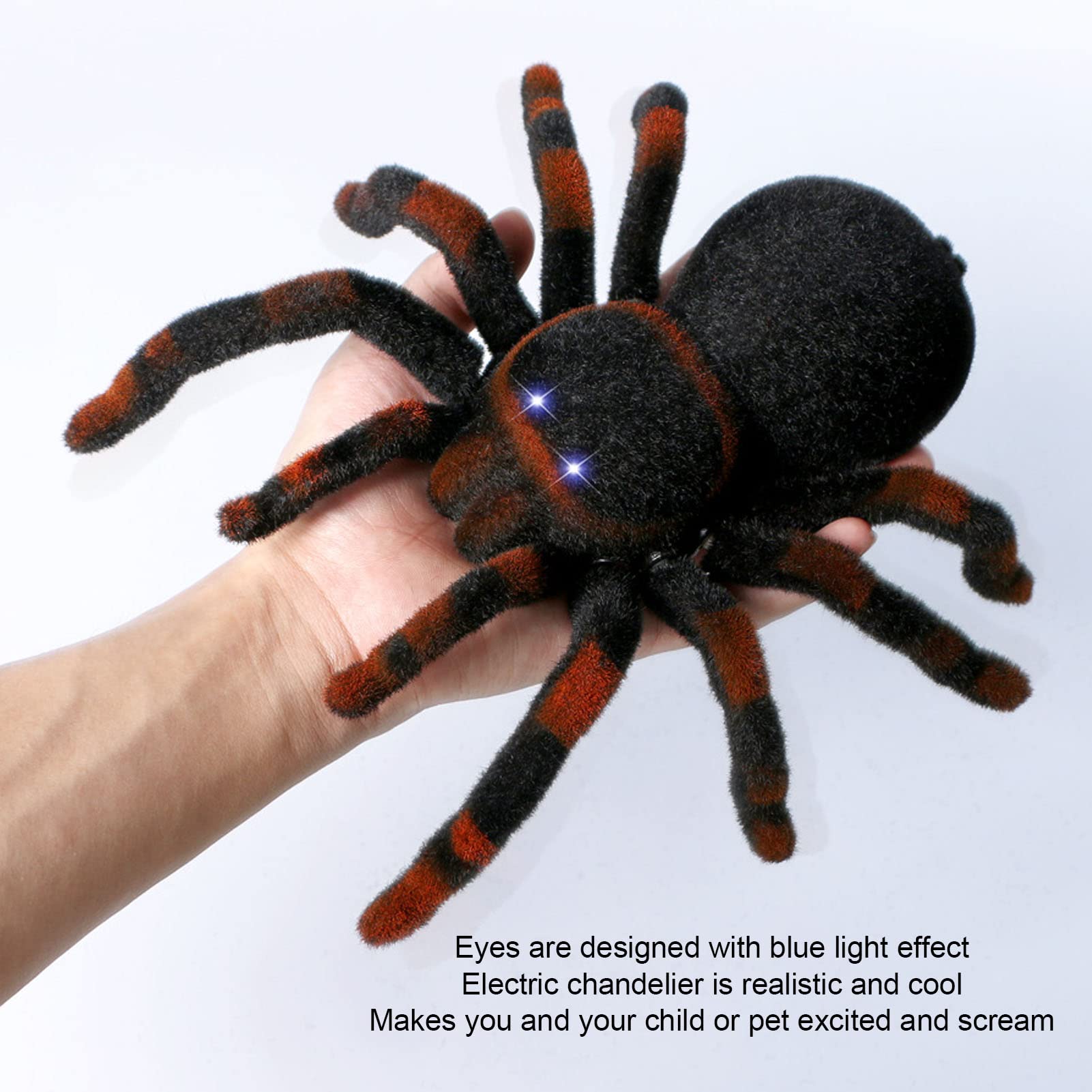 Araignée Télécommandée Effrayante - Yeux Lumineux Rouges, Rapide - Pour Halloween, Farces, Jouet éducatif