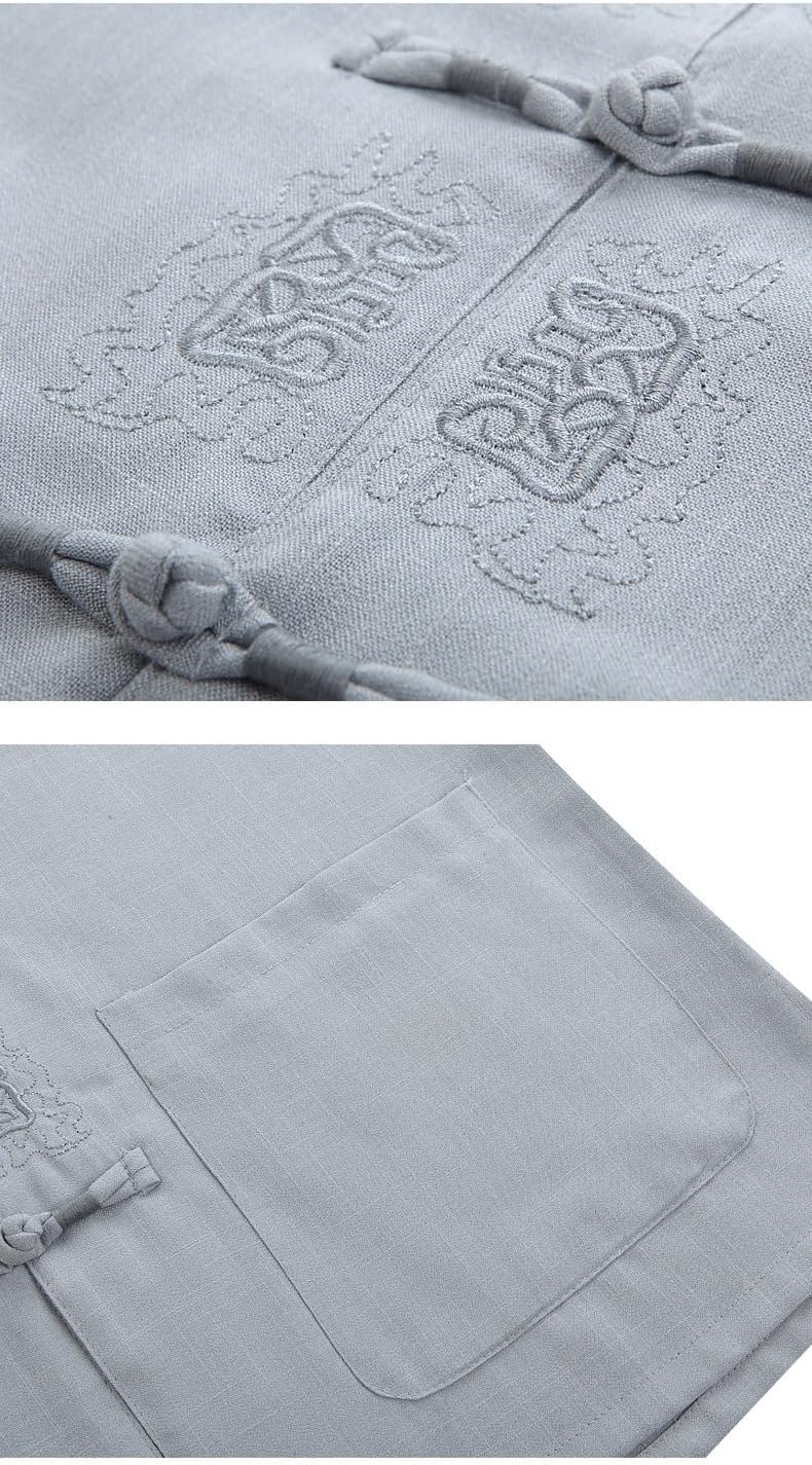 Elderly Men's Cotton Linen Tang Suit Autumn Long Sleeve Set