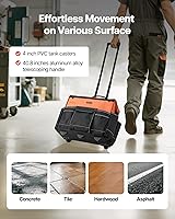 Vista 4 de VEVOR 20" Rolling Tool Bag, 110 lbs Load Capacity, 27 Pockets Heavy Duty Roller Tool Bag on Wheels, Adjustable Telescoping Handle & Stable Base