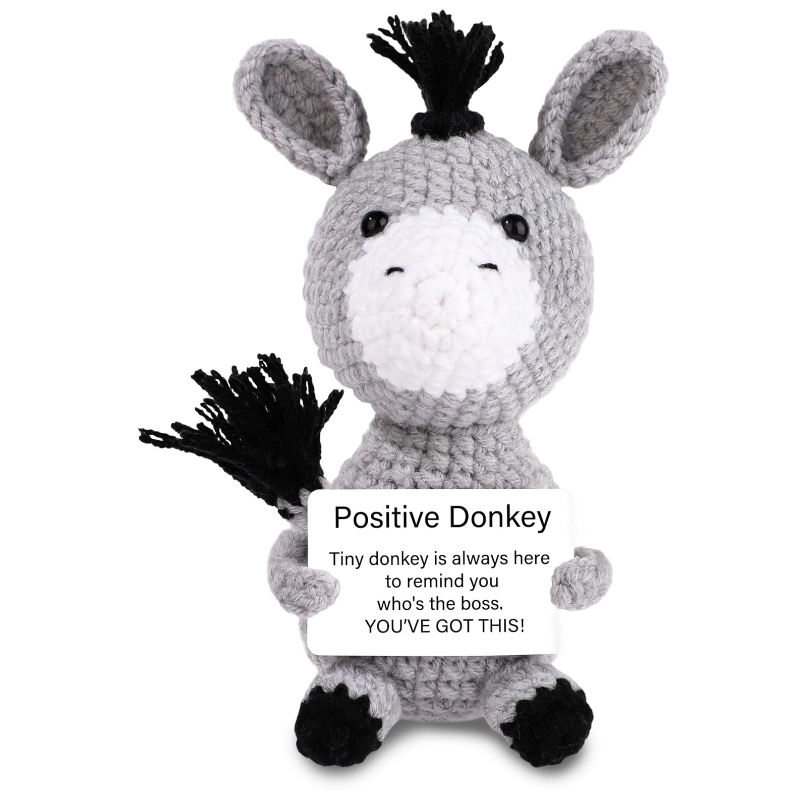 Emotional Support Crochet Donkey Gifts, Handmade Positive Crochet Animals with Positive Words, Cute Donkey Pocket Hug