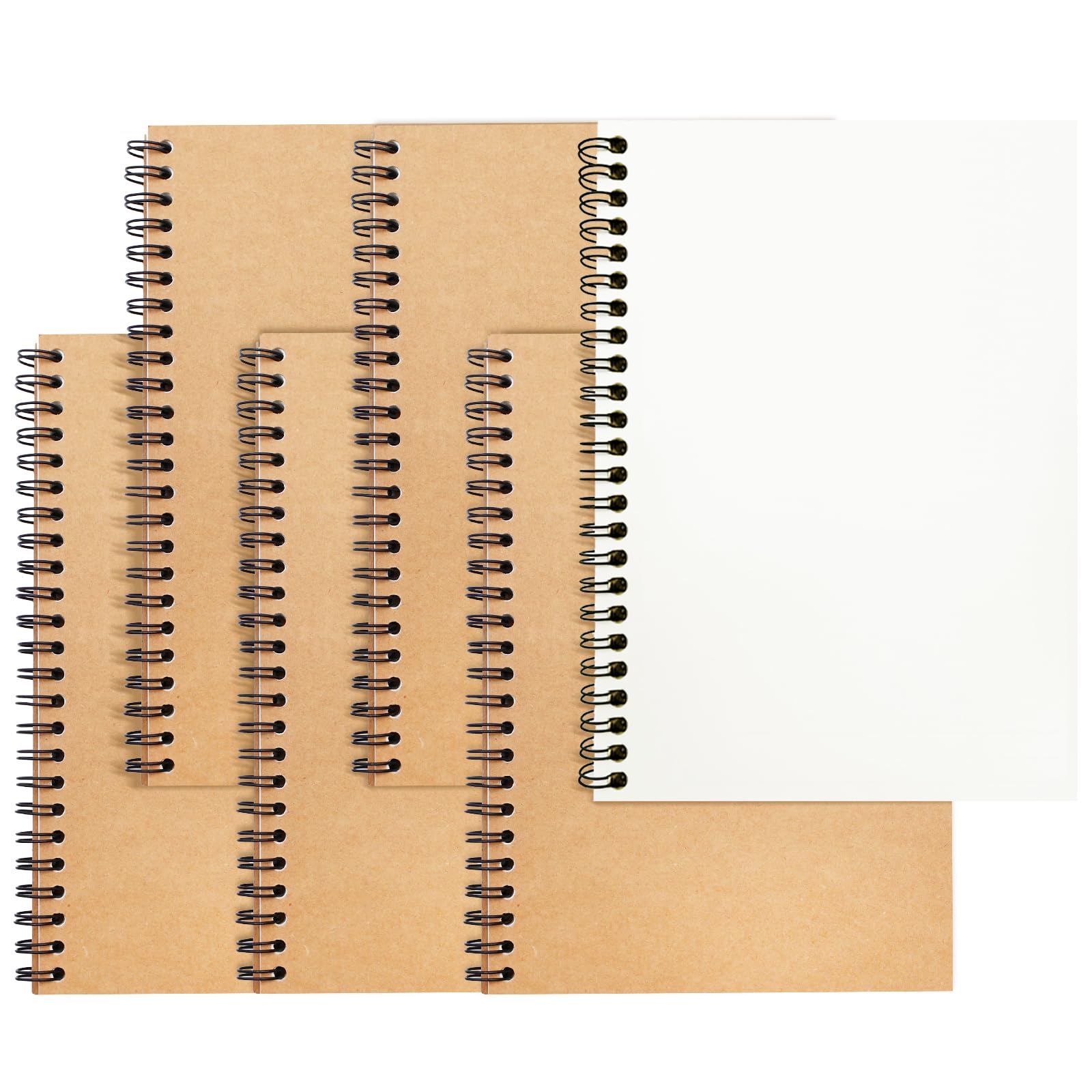 RITOLLO A5 Plain Spiral Notebooks, 6 Pack – 120 Pages per Notebook, Blank Paper, Double Wire Binding, Portable Notepads for School, Office, Drawing & Journaling(Blank)