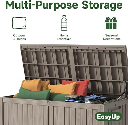 Vista 69 de EasyUp Caja de almacenamiento para exteriores de 230 galones, impermeable, resistente a los rayos UV, con varilla hidráulica, estabilidad reforzada
