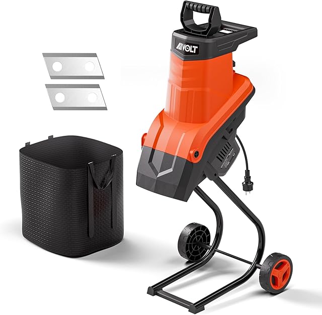 AIVOLT AIVOLT Gartenhäcksler Elektrisch 2500W, Häcksler Garten für Äste bis 45mm, Messerhäcksler Holzhäcksler mit 50L Fangsack & Ersatzklingen für Gartenabfälle — Häcksler