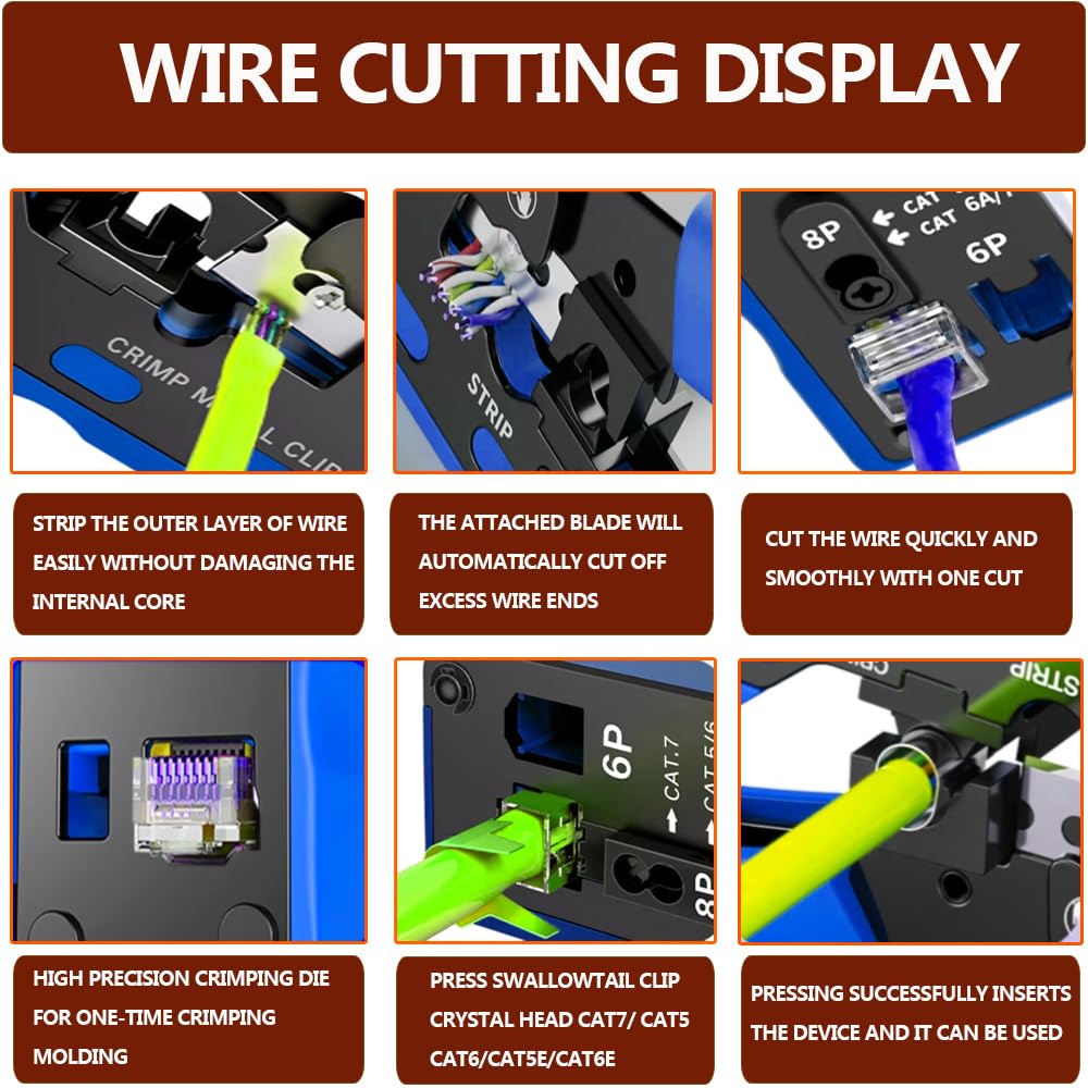 Pinza Crimpatrice Rj45 Passante Kit Completo Per Rete Ethernet 40 Metri | Cavo Cat5e Con Connettori RJ45 | Inclusi Tester, Pinza Crimpatrice E Punzone - Foto 3