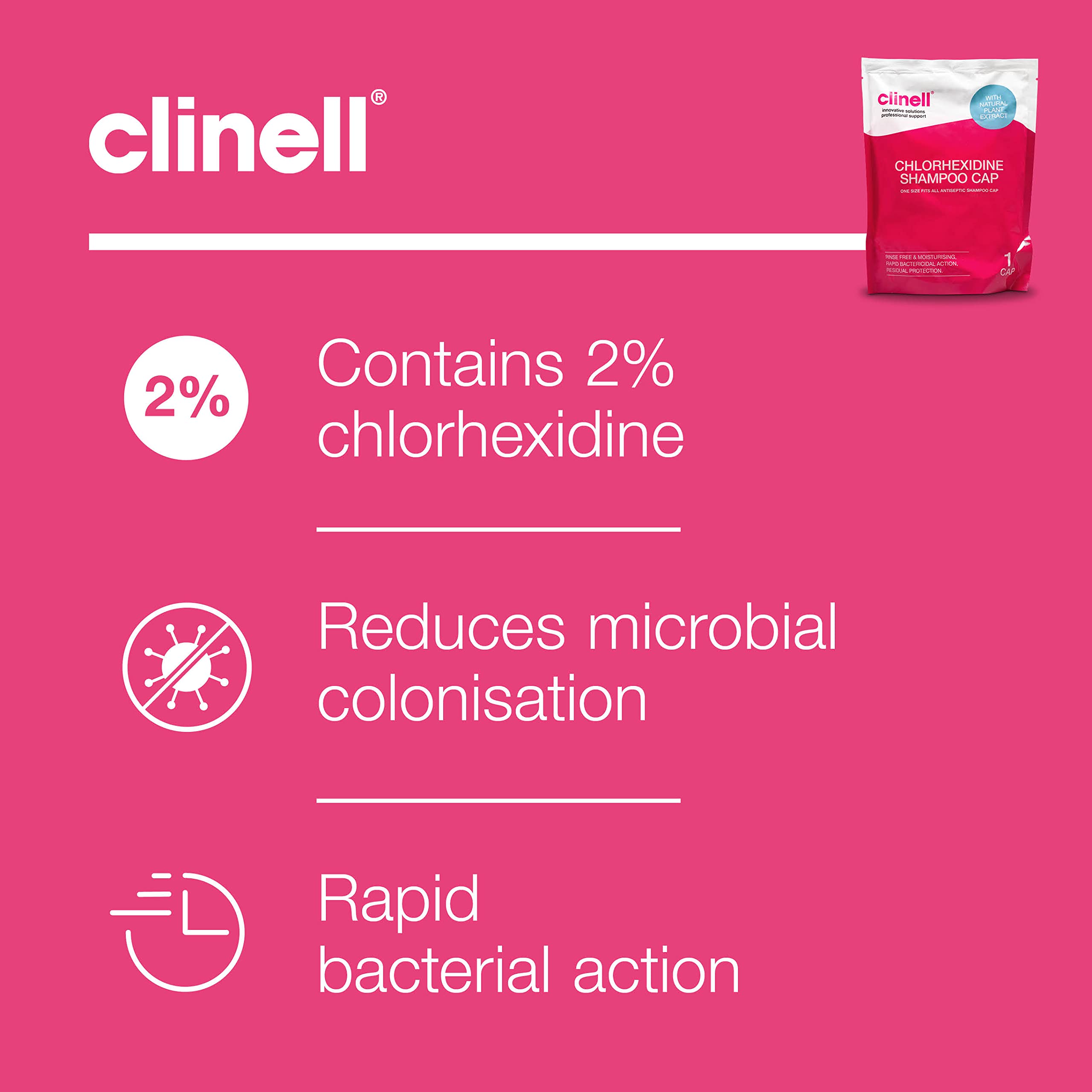 Clinell Paquet Chlorhexidine Shampooing Cap – Single Cap
