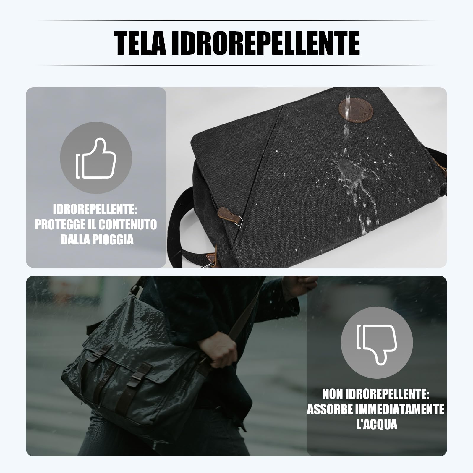 Eshow Borsa a Tracolla da Uomo di Tela Messenger Stile Retro'per l'uso Quotidiano della Scuola Outdoor Trekking