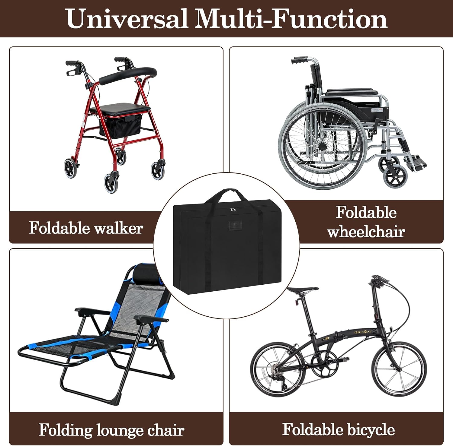 Klmnop Waterproof Wheelchair Travel Bag, 34.6" L x 11.8" W x 32.7" H Storage Cover with Handle and Information Card Slot for Foldable Wheelchairs, Walker Rollator, Portable for Car TSA Travel(Black) image 5