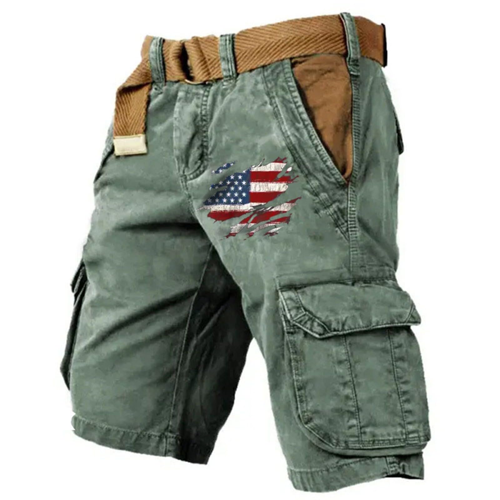 Short cargo vert pour homme coupe décontractée taille L - 4