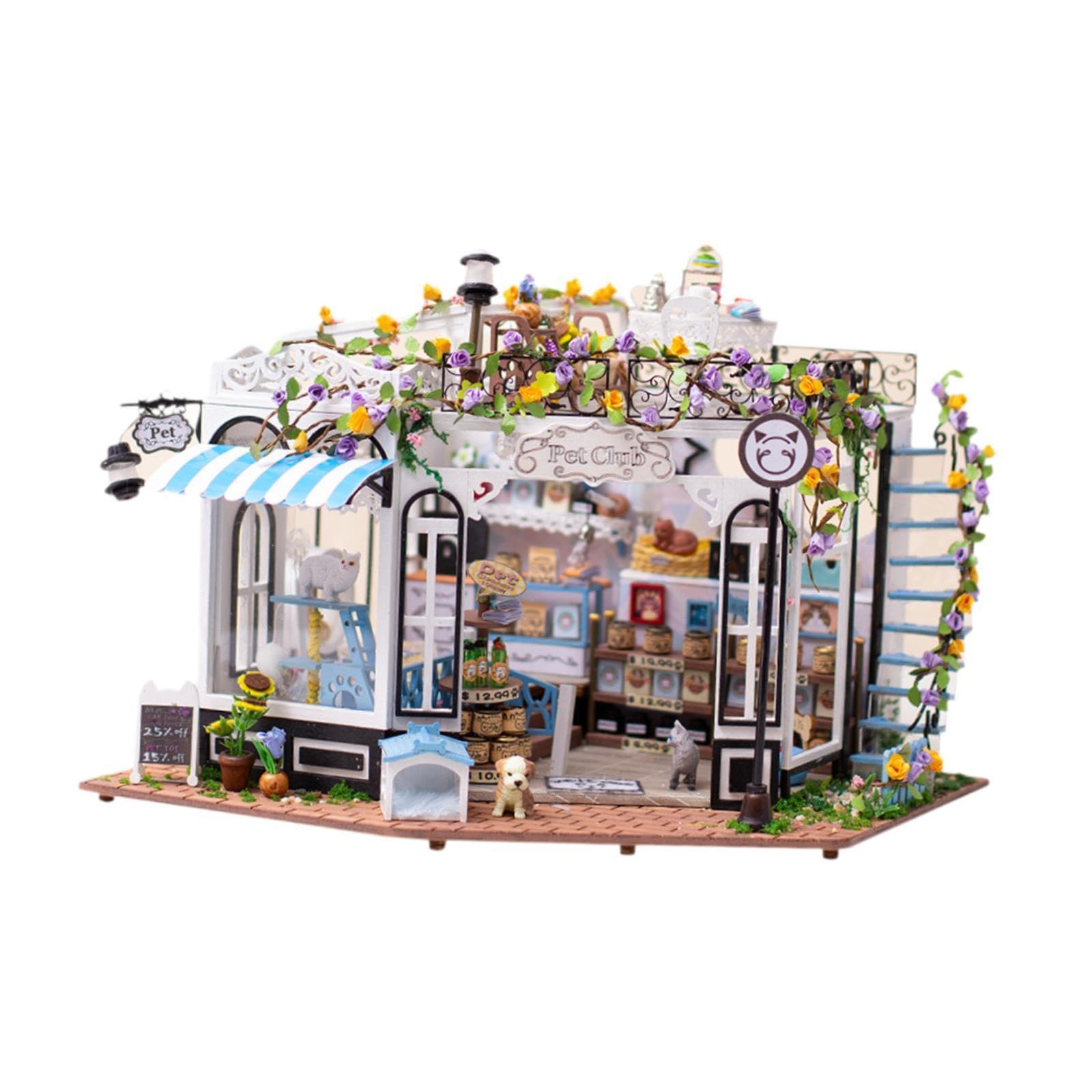 DIY Miniaturhaus Bausatz aus Holz, Haustierclub Set, kreatives Tiny House Bastelset zum Selbermachen, das robust und langlebig ist. Niedliche