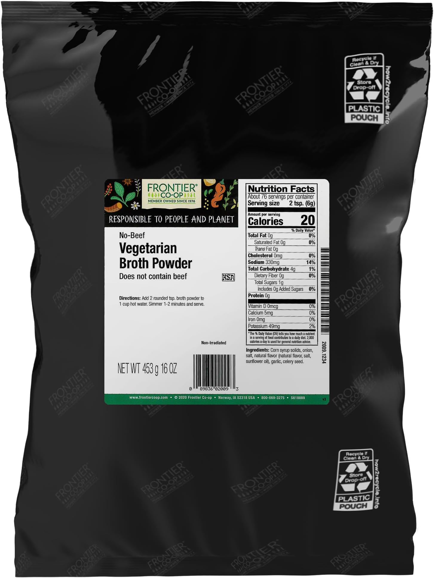 No Beef Broth Powder, 1-Pound Bulk Bag, Vegetarian Beef Broth, Soup Base, Gravy, Hot Drink, Kosher