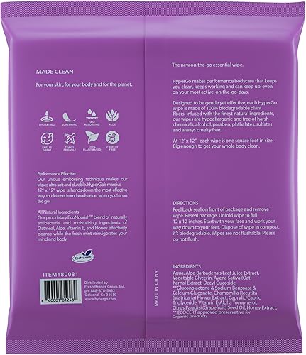 Miniatura 8 de HyperGo Toallitas corporales XL para mujeres y hombres  Toallitas limpiadoras de cuerpo completo sin enjuague de 12 x 12 pulgadas, paquete de 2 a 20
