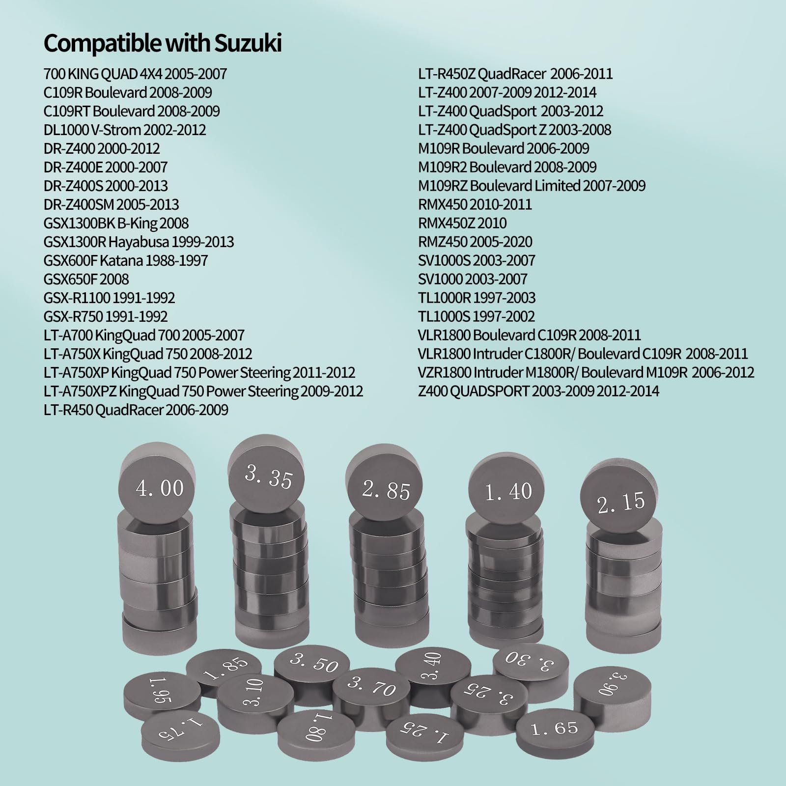 Ventileinstellplättchen 9,48mm TARAZON Ventileinstellplättchen Set 94-teilig - 9,48mm Shim Für Yamaha YZ, WR, FJR & V-Max 94-teilig Shims Set