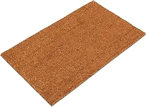 Onlymat Natural Coir Solid Brown Rectangular Door Mat, Waterproof, Low Profile All-Purpose Entryway Rug Quickdry with Anti-Slip Rubber Backing for Indoor and Outdoor Use (60cm x 35cm)