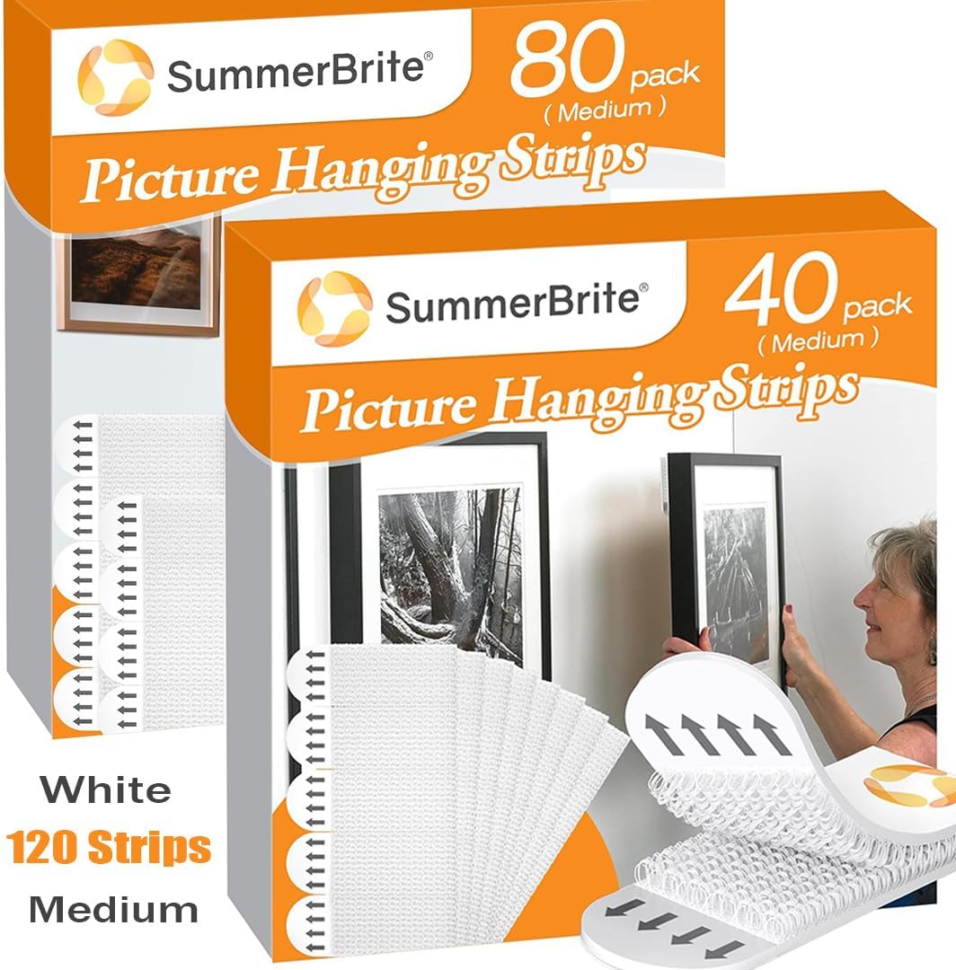 Summerbrite Picture Hanging Strips (40 Strips) Bundle with (80 Strips