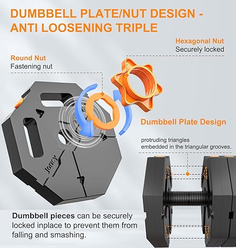 Miniatura 3 de Juego de mancuernas ajustables para hombres y mujeres, 20 libras, 30 libras, 40 libras60 libras, juego de pesas con conector, juego de mancuernas 5