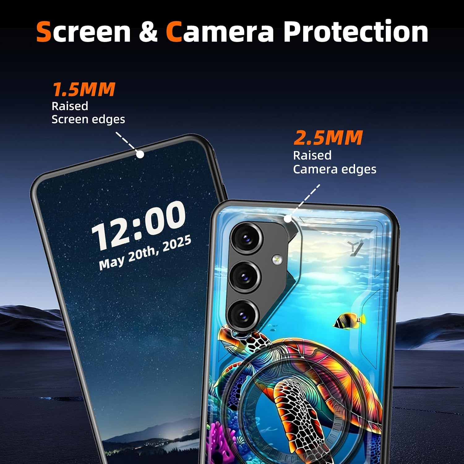 for Samsung Galaxy S25 Plus/S24 Plus Plus Phone Case, Rotating Stand & Ring Holder, Colorful Sea Turtle Heavy Duty Shockproof Phone Case for S25 Plus/S24 Plus Plus, Hard PC Back and TPU Cover