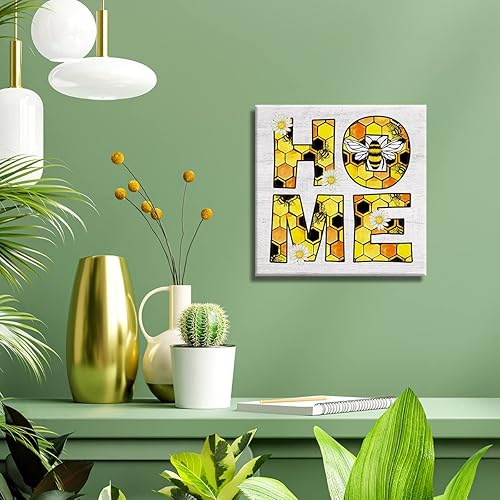 Miniatura 4 de Lienzo impreso con diseño de margaritas y colmenas de campo para decoración de escritorio, póster de Daisy Hive para el hogar, pintura enmarcada de