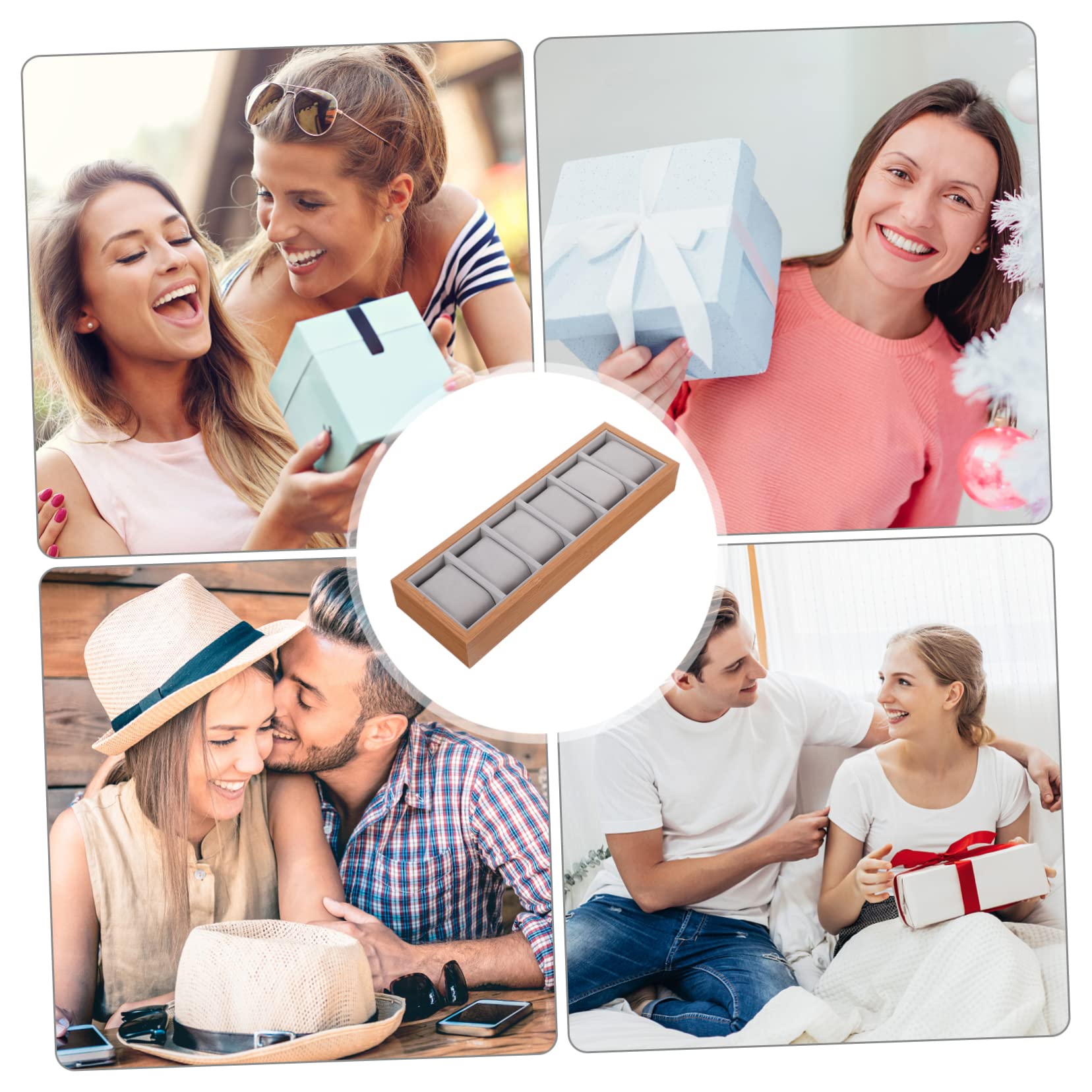 Veemoon Stylish Wooden Watch Display Plate Slot Watch Organizer Case for Showcase