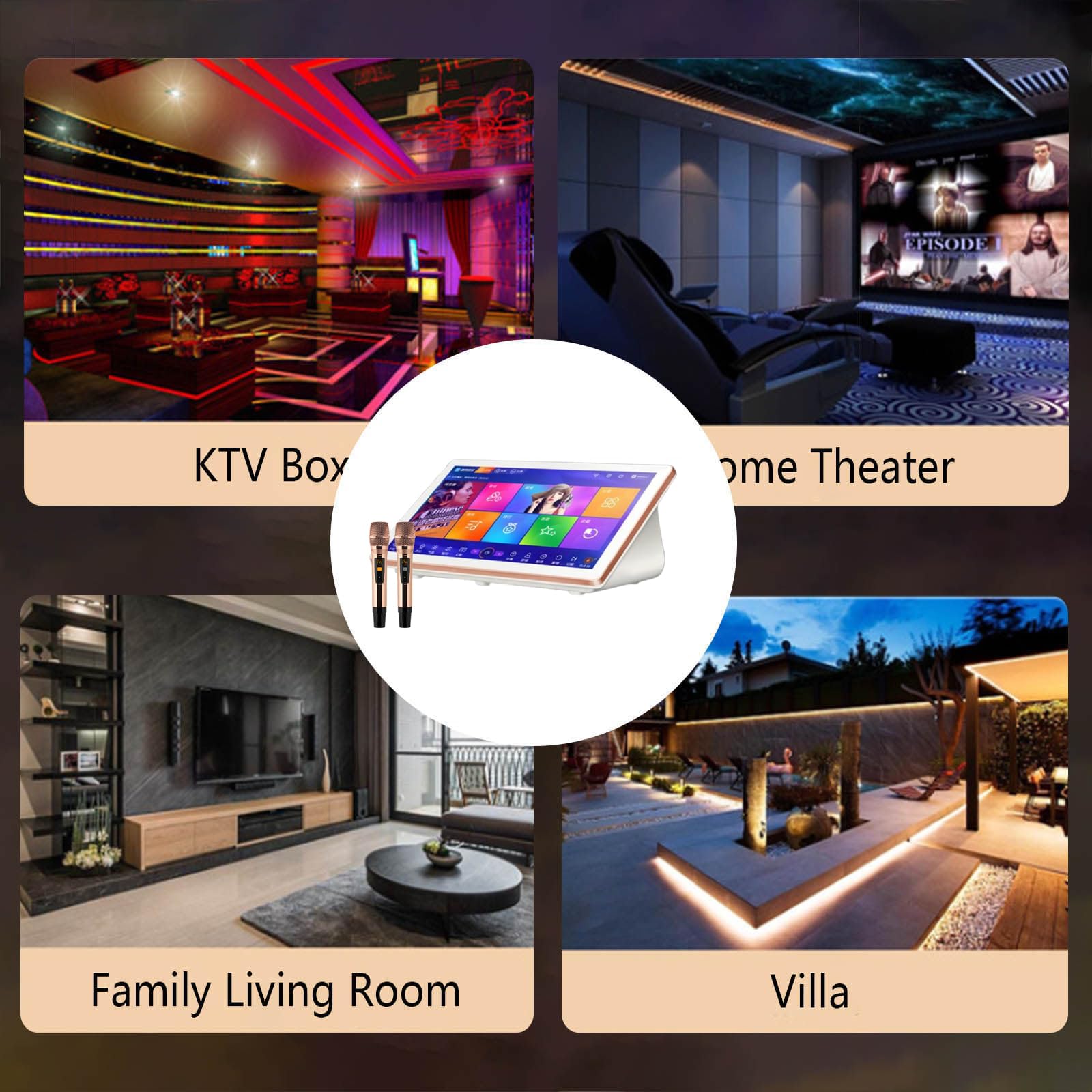 Macchina per Karaoke da 18,5 Pollici, Lettore Karaoke 4K, 2 microfoni Wireless + Telecomando per Telefono + Supporto per 22 Lingue,2T