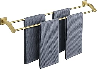 Alise Bath Double Towel Bars Towel Racks for Bathroom,Wall Mount Towel Holder Heavy Duty SUS304 Stainless Steel Towel Hanger Rail,Gold Finish 32-Inch