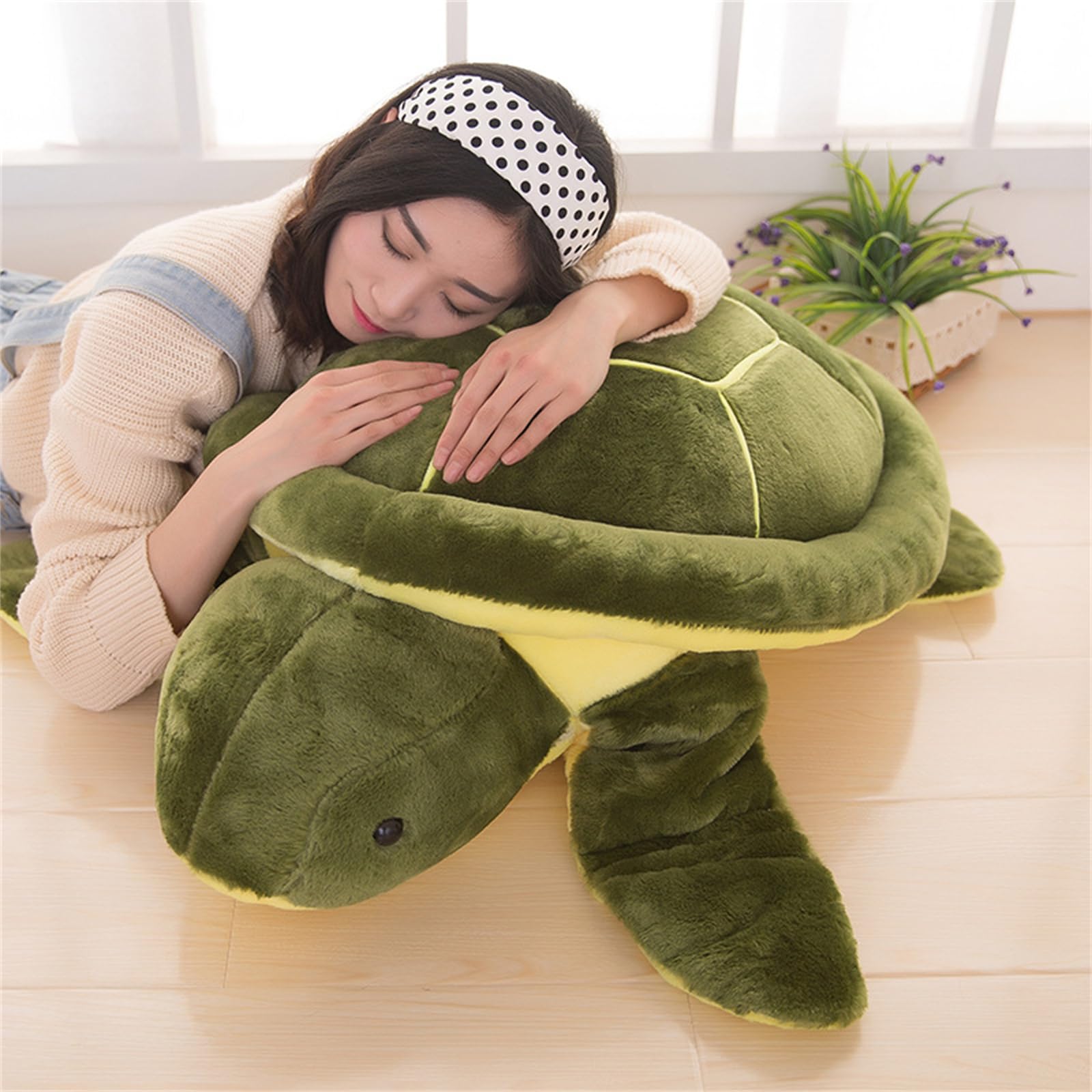 Schildkröte Kuscheltier, Große Plüschschildkröte Plüschtier - Weiches Flauschiges Grünes Kuscheltier (65 cm, Grün)