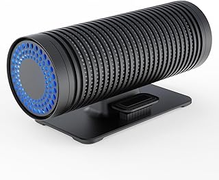 Car Air Purifier, Small Air Purifier for Car Bedroom Pet, HEPA Mini Air Purifier with 3 Stages Air Purification, Dual Fan, Desktop Air Purifier for Removing Dust Pet Dander (Black)