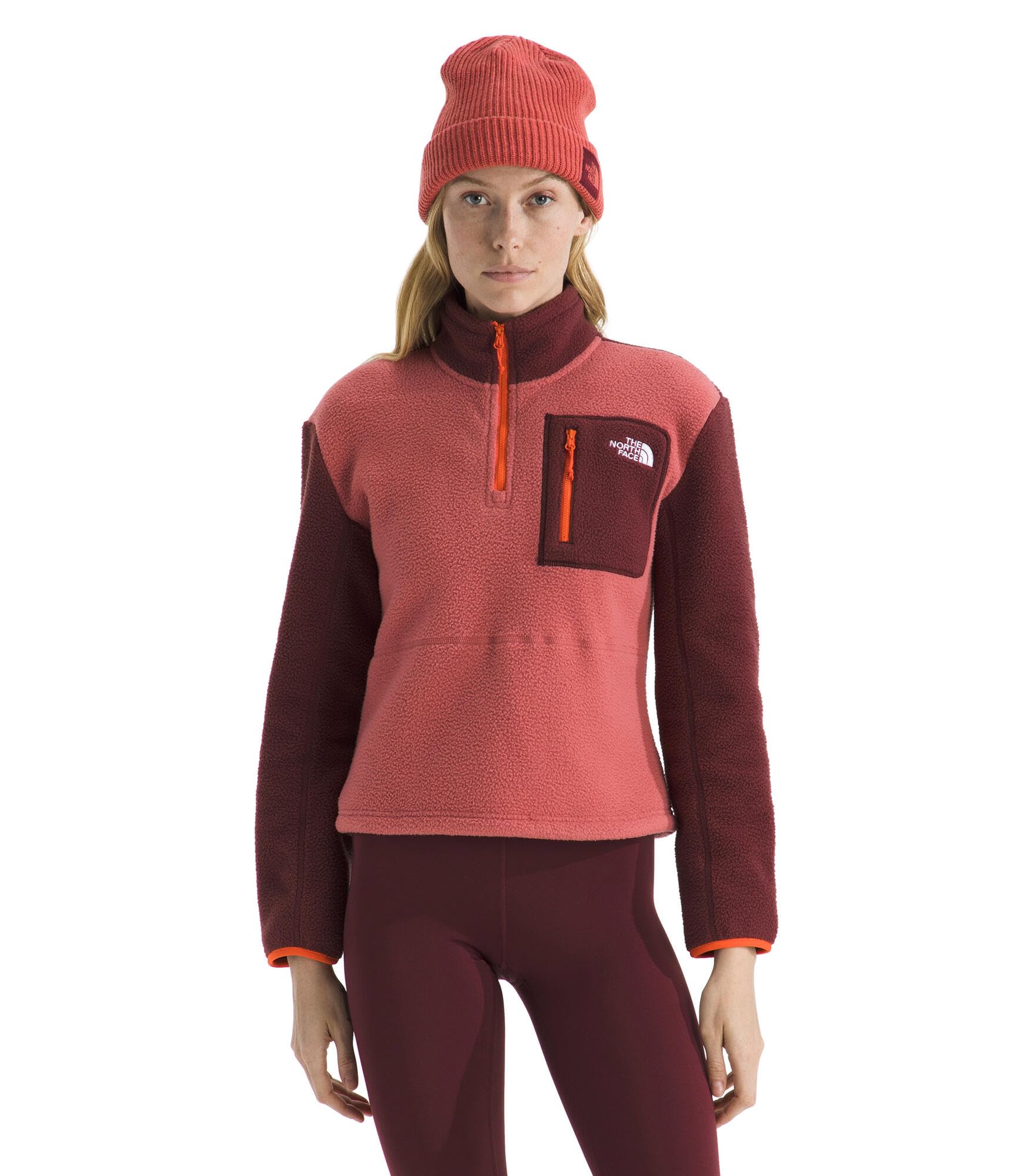 The North Face womens Yumiori Quarter Zip Jacket - Lightweight Fleece Pullover With Embroidered Logo, Secure Zip Pockets
