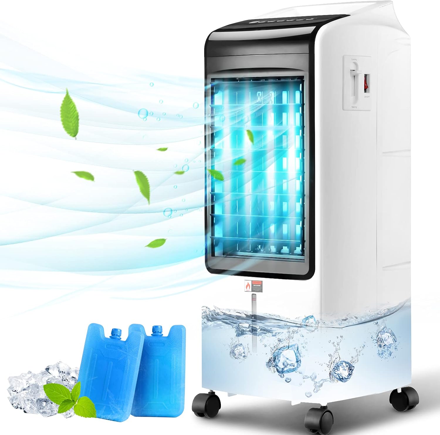 BREEZEWELL Portable Air Conditioner, 7'' Rechargeable Evaporative Air Cooler, 2000mAh Battery Powered, Humidifier w/3 Wind Speeds, Mini Air Conditioner for Home