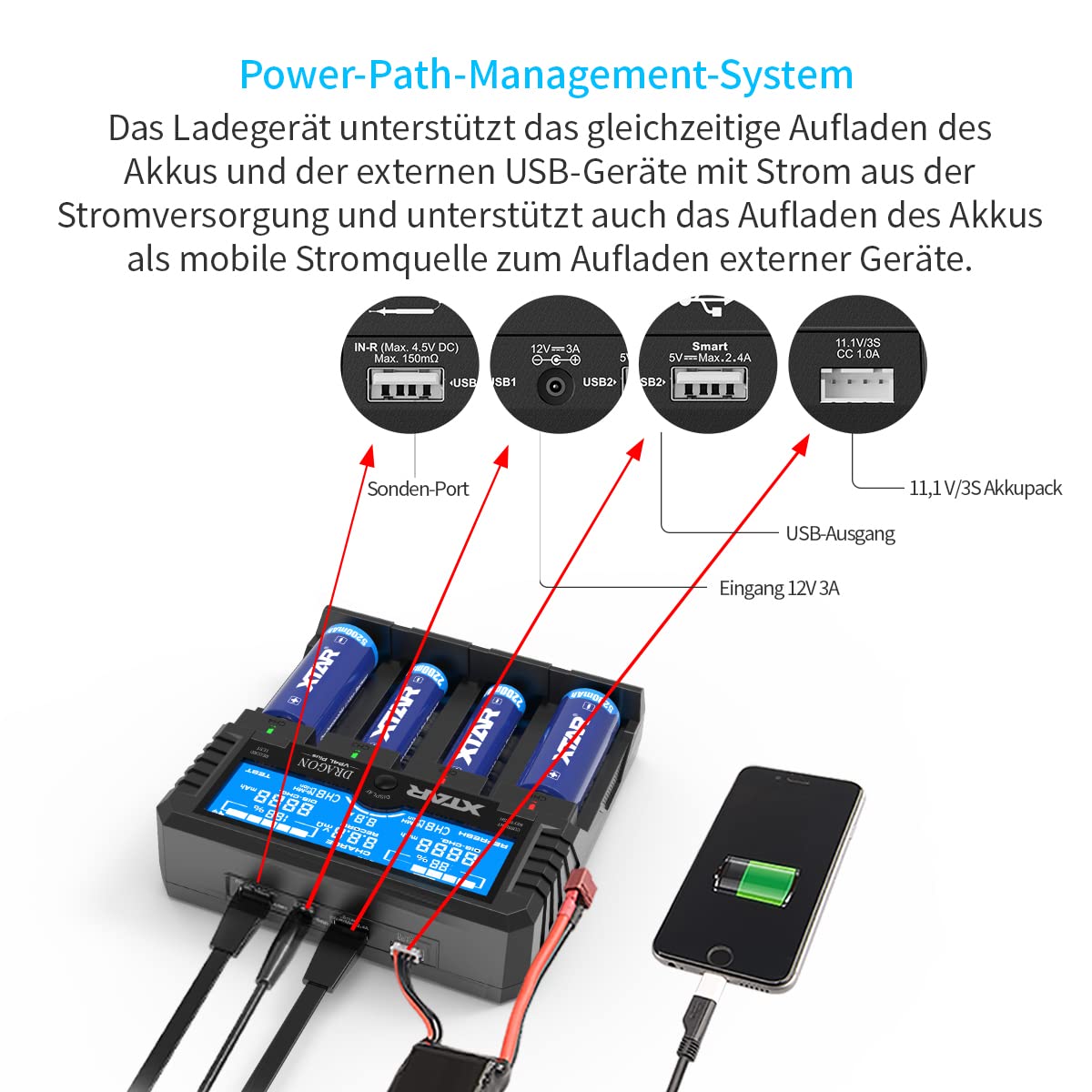 XTAR Dragon VP4L Plus Professional 18650 Kapazität Tester Universal 18650 Ladegerät für wiederaufladbare Batterien Li-ion 21700 26650 14500 16340 NI-MH NI-Cd AA AAA