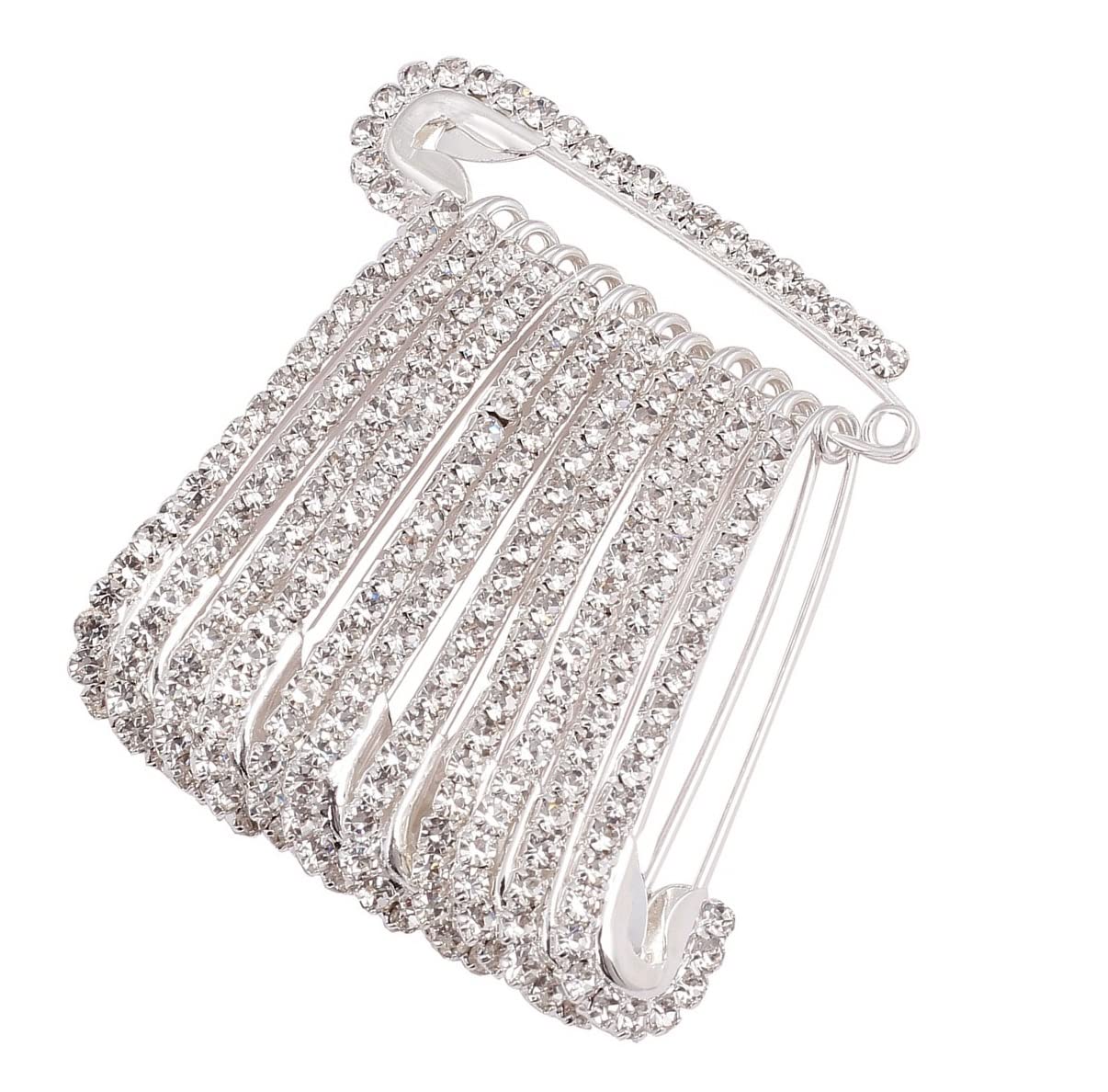 THANU'S CRAFT Women Diamond Silver Safety Saree Pin Brooch for Sari Pleats Pallu lehanga Draping Dresses pins Girls women