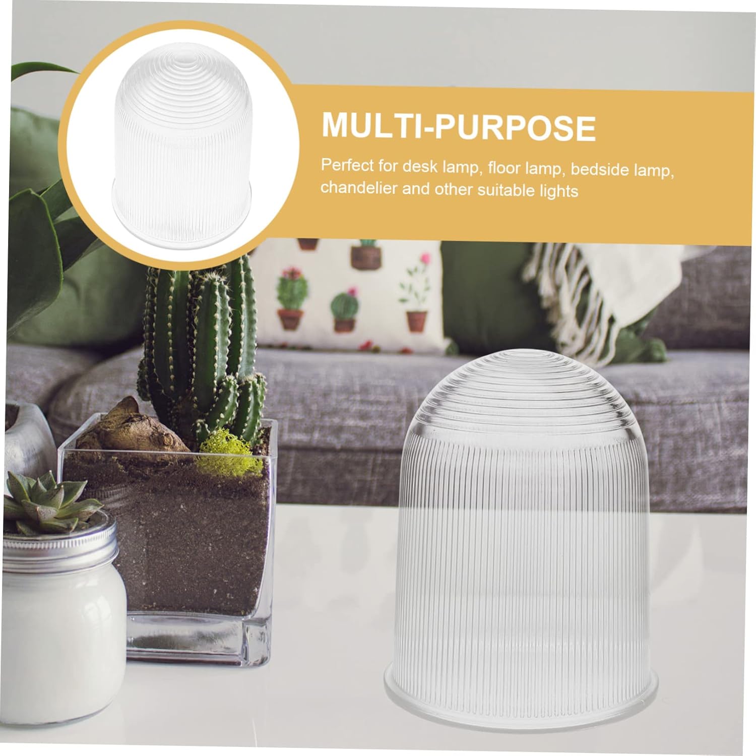 POPETPOP 1Pc Round Glass Lampshade Durable Ceiling Light Shade for Decor Transparent Design for Table and Pendant Lighting Fixtures