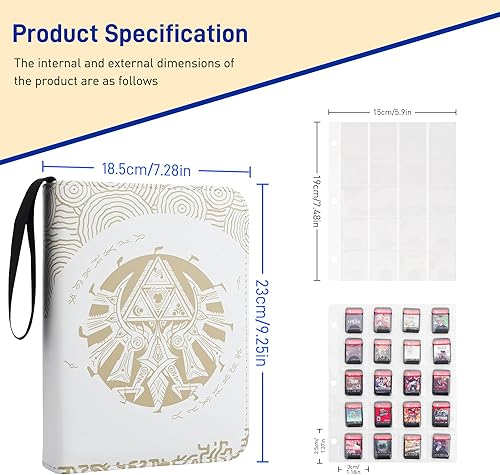 Miniatura 4 de Tarjetero de 300 bolsillos para tarjeta Zelda Amiibo, libro de tarjetas de juego con interruptor de etiquetas NFC con fundas de tarjetas graduadas,