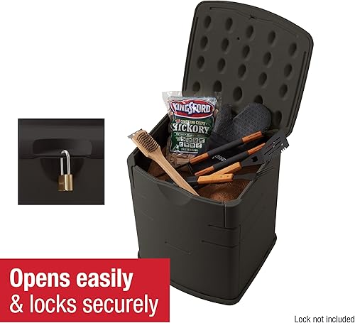 Miniatura 5 de Rubbermaid - Caja de almacenamiento para jardín, resina, pequeña, resistente a la intemperie, color moca