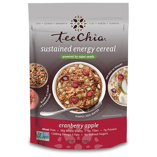 Cereal TeeChia orgánico Super Seeds Manzana de arándano Desayuno instantáneo denso de nutrientes Sin azúcar añadido Sin gluten Alto en fibra