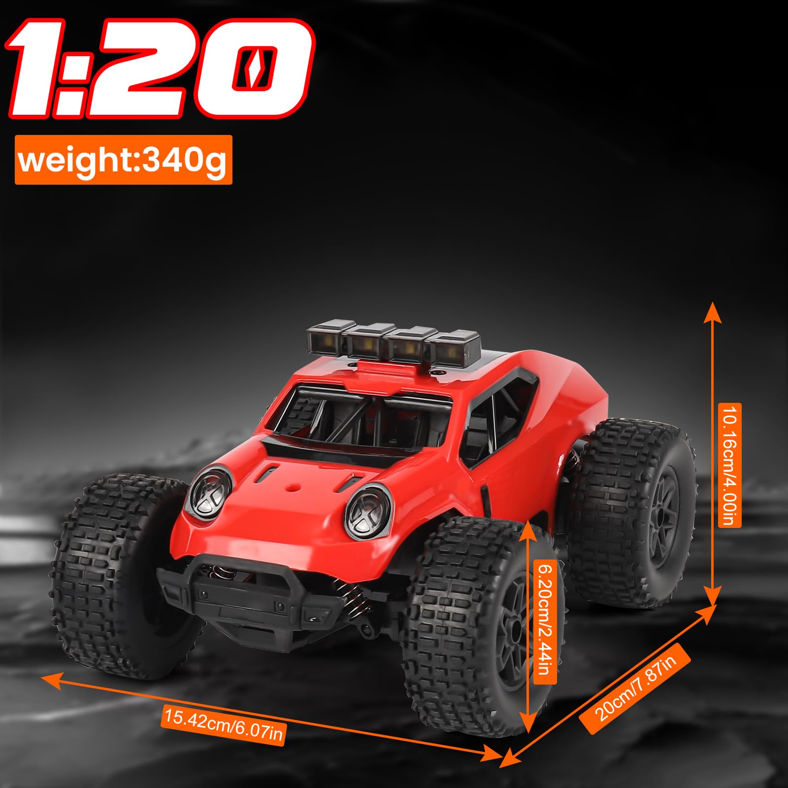 Voiture Télécommandée Tout Terrain 1:16 - 4WD Avec Lumières LED Et Effet Spray - Pour Enfants 6-12 Ans - Cadeau Idéal