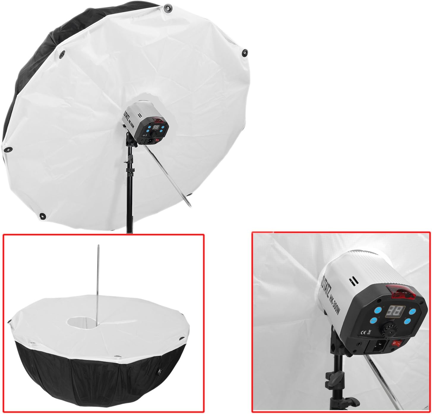 105 cm Parabolic Umbrella Softbox Studio photo Reflector Oftbox Shield Umbrella Black and Silver with Front Diffuser From Life Of Photo